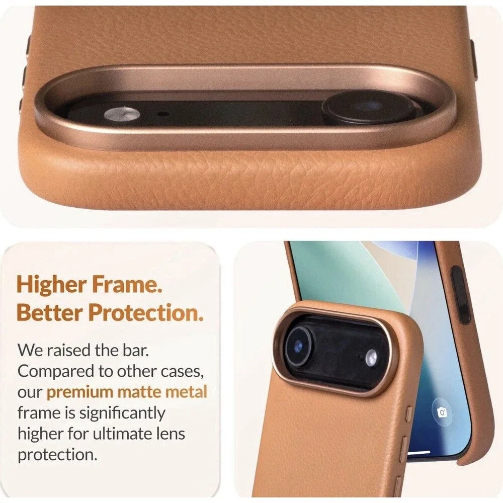 LONLI Urban Pebbled Leather iPhone 17 Air Case with Camera Control Magsafe Saddl